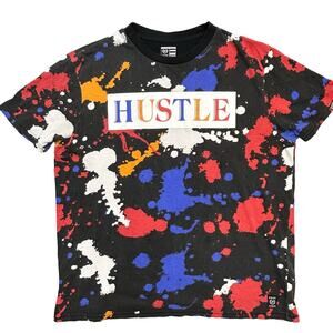 Phat Farm Hustle Paint Splatter Tshirt Crew Neck Cotton Black Boy's Large